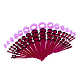 Maxbell 50pcs 14G-00G O-ring Acrylic Tapers Plugs and Silicone Tunnels Purple