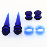 Maxbell 50pcs 14G-00G O-ring Acrylic Tapers Plugs and Silicone Tunnels Blue