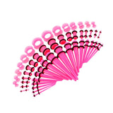 Maxbell 50pcs 14G-00G O-ring Acrylic Tapers Plugs and Silicone Tunnels Pink