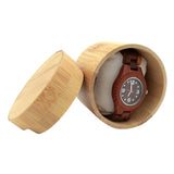 Maxbell Cylinder Natural Bamboo Watch Storage Case with Pillow Travel Jewelry Box