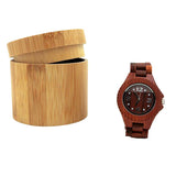 Maxbell Cylinder Natural Bamboo Watch Storage Case with Pillow Travel Jewelry Box