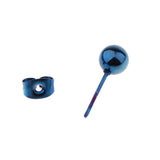 Maxbell 5 Pairs Assorted Ball 2mm-6mm Disc Ball Stainless Steel Earring Studs Blue