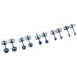 Maxbell 5 Pairs Assorted Ball 2mm-6mm Disc Ball Stainless Steel Earring Studs Blue