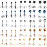 Maxbell 5 Pairs Assorted Ball 2mm-6mm Disc Ball Stainless Steel Earring Studs Silver