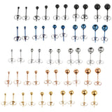 Maxbell 5 Pairs Assorted Ball 2mm-6mm Disc Ball Stainless Steel Earring Studs Silver