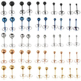Maxbell 5 Pairs Assorted Ball 2mm-6mm Disc Ball Stainless Steel Earring Studs Silver
