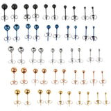 Maxbell 5 Pairs Assorted Ball 2mm-6mm Disc Ball Stainless Steel Earring Studs Silver