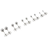 Maxbell 5 Pairs Assorted Ball 2mm-6mm Disc Ball Stainless Steel Earring Studs Silver