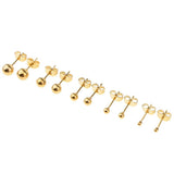 Maxbell 5 Pairs Assorted Ball 2mm-6mm Disc Ball Stainless Steel Earring Studs Gold