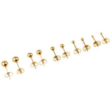 Maxbell 5 Pairs Assorted Ball 2mm-6mm Disc Ball Stainless Steel Earring Studs Gold