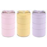 Maxbell 3 Tier Cylinder Travel Box Organizer Display Case for Rings Earrings Yellow