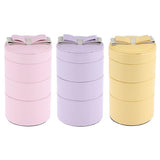 Maxbell 3 Tier Cylinder Travel Box Organizer Display Case for Rings Earrings Yellow