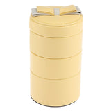 Maxbell 3 Tier Cylinder Travel Box Organizer Display Case for Rings Earrings Yellow