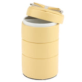 Maxbell 3 Tier Cylinder Travel Box Organizer Display Case for Rings Earrings Yellow