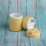 Maxbell 3 Tier Cylinder Travel Box Organizer Display Case for Rings Earrings Yellow