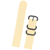 Maxbell Beige Nylon Watch Band Stainless Steel 3-ring Buckle Wristband Replace 24mm
