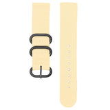 Maxbell Beige Nylon Watch Band Stainless Steel 3-ring Buckle Wristband Replace 20mm