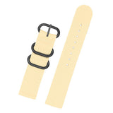 Maxbell Beige Nylon Watch Band Stainless Steel 3-ring Buckle Wristband Replace 20mm