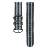 Maxbell Black Gray Strip Nylon Strap Stainless Steel 3-ring Buckle Wristband 22mm