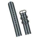 Maxbell Black Gray Strip Nylon Strap Stainless Steel 3-ring Buckle Wristband 22mm
