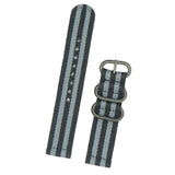 Maxbell Black Gray Strip Nylon Strap Stainless Steel 3-ring Buckle Wristband 22mm