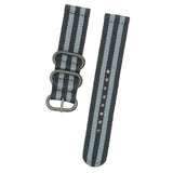 Maxbell Black Gray Strip Nylon Strap Stainless Steel 3-ring Buckle Wristband 22mm