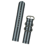 Maxbell Black Gray Strip Nylon Strap Stainless Steel 3-ring Buckle Wristband 18mm