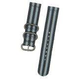 Maxbell Black Gray Strip Nylon Strap Stainless Steel 3-ring Buckle Wristband 18mm
