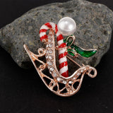 Maxbell Rhinestone Crystal Christmas Snowman&Scepter Brooch Pin Xmas Gifts Scepter