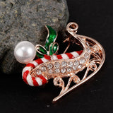 Maxbell Rhinestone Crystal Christmas Snowman&Scepter Brooch Pin Xmas Gifts Scepter