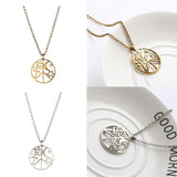 Maxbell Assorted Geometric Charms Round Pendant Link Chain Necklace Jewelry Silver