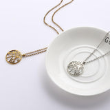 Maxbell Assorted Geometric Charms Round Pendant Link Chain Necklace Jewelry Silver