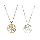 Maxbell Assorted Geometric Charms Round Pendant Link Chain Necklace Jewelry Silver