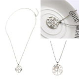 Maxbell Assorted Geometric Charms Round Pendant Link Chain Necklace Jewelry Silver