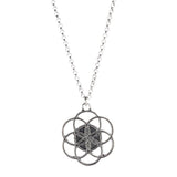 Maxbell Vintage Hollow Yoga Lotus Mandala Pendant Necklace Talisman Jewelry Silver