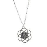 Maxbell Vintage Hollow Yoga Lotus Mandala Pendant Necklace Talisman Jewelry Silver