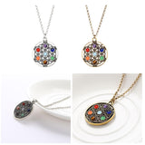 Maxbell Round Genstone Yoga Mandala Pendant Necklace Talisman Women Jewelry Gold