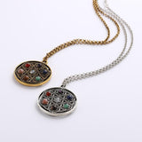 Maxbell Round Genstone Yoga Mandala Pendant Necklace Talisman Women Jewelry Gold