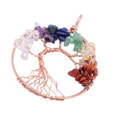 Maxbell Tree of Life Pendant Crystal Necklace Gemstone Fashion Jewelry Multicolor