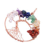 Maxbell Tree of Life Pendant Crystal Necklace Gemstone Fashion Jewelry Multicolor