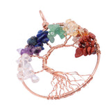 Maxbell Tree of Life Pendant Crystal Necklace Gemstone Fashion Jewelry Multicolor