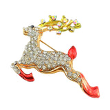 Maxbell Rhinestone Lovely Elk Running Deer Fashion Collar Lapel Pin Corsage