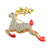 Maxbell Rhinestone Lovely Elk Running Deer Fashion Collar Lapel Pin Corsage