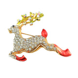 Maxbell Rhinestone Lovely Elk Running Deer Fashion Collar Lapel Pin Corsage
