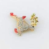 Maxbell Rhinestone Lovely Elk Running Deer Fashion Collar Lapel Pin Corsage