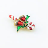 Maxbell Enamel Cute Christmas Jingle Bell Walking Stick Collar Bag Pin Brooch