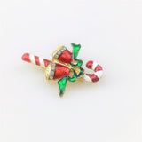 Maxbell Enamel Cute Christmas Jingle Bell Walking Stick Collar Bag Pin Brooch
