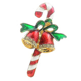 Maxbell Enamel Cute Christmas Jingle Bell Walking Stick Collar Bag Pin Brooch