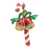 Maxbell Enamel Cute Christmas Jingle Bell Walking Stick Collar Bag Pin Brooch