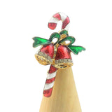 Maxbell Enamel Cute Christmas Jingle Bell Walking Stick Collar Bag Pin Brooch